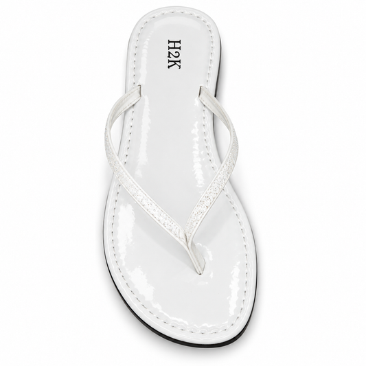 H2K Sassy glossy thong sandal in White - main view