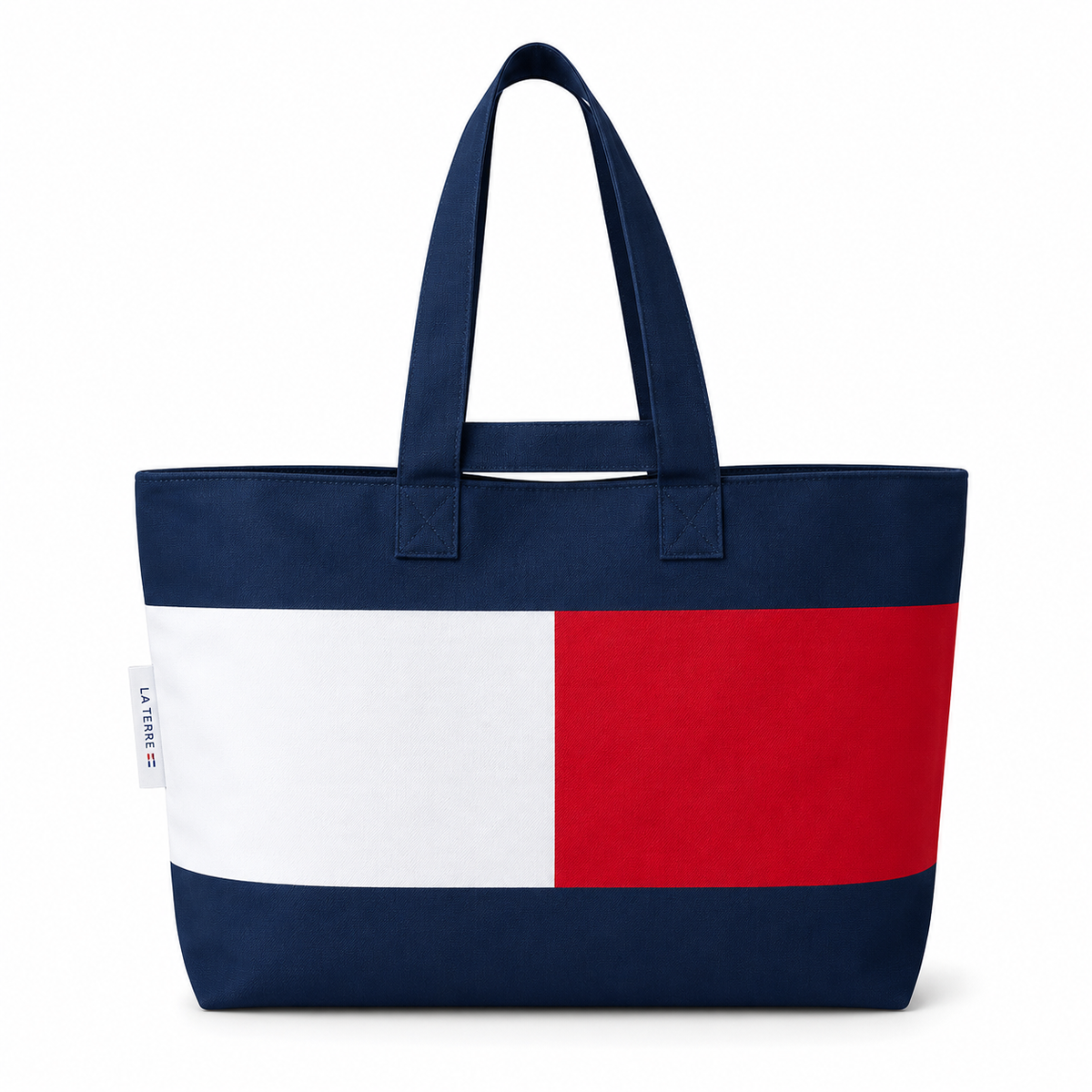 La Terre Canvas Tote Bag – Navy Blue Color Block