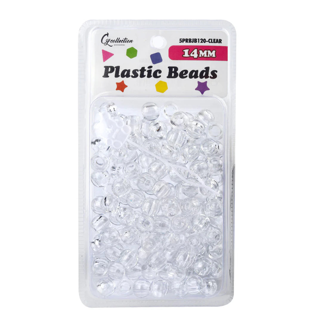Plastic Hair Beads – Clear, 14 mm