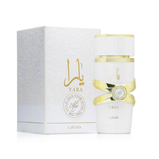 Lattafa Yara Moi Eau de Parfum for Women 3.4 oz 100 mL bottle and box