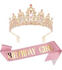 Tiara y banda de cumpleaños para niña