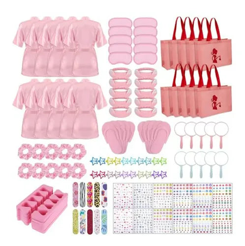 Spa & Beauty Accessory Set – Red & Pink, 16-Piece