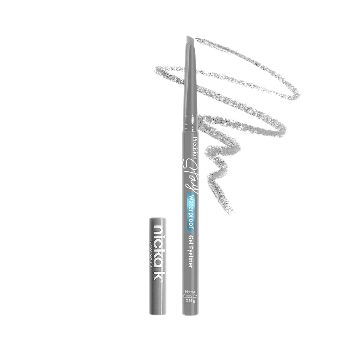 Nicka K Precision Stay Waterproof Gel Eye Liner in Glittery Silver, ELPS08 – official product photo