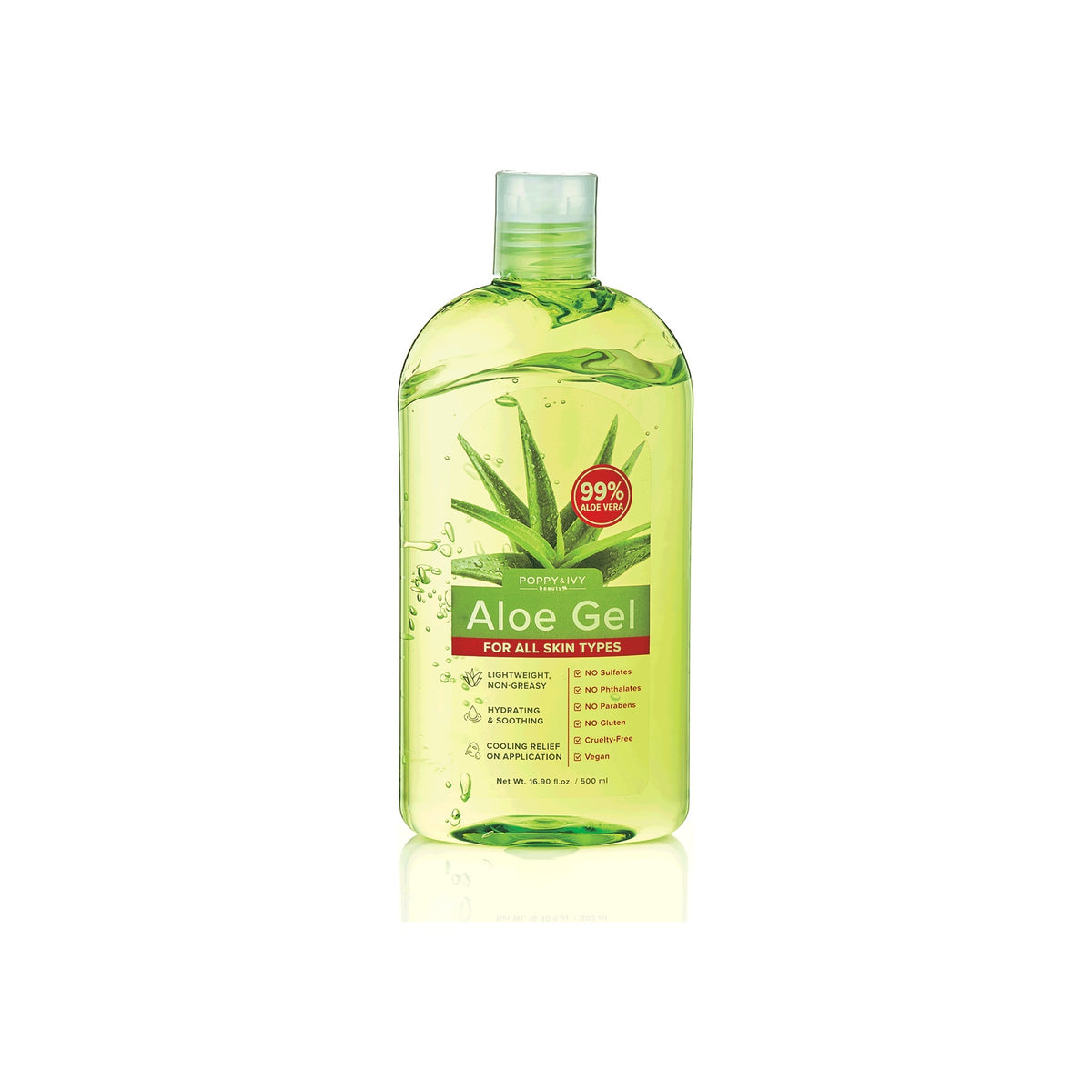 Poppy & Ivy 99% Aloe Vera Gel 16.9 fl oz bottle, PBAG01