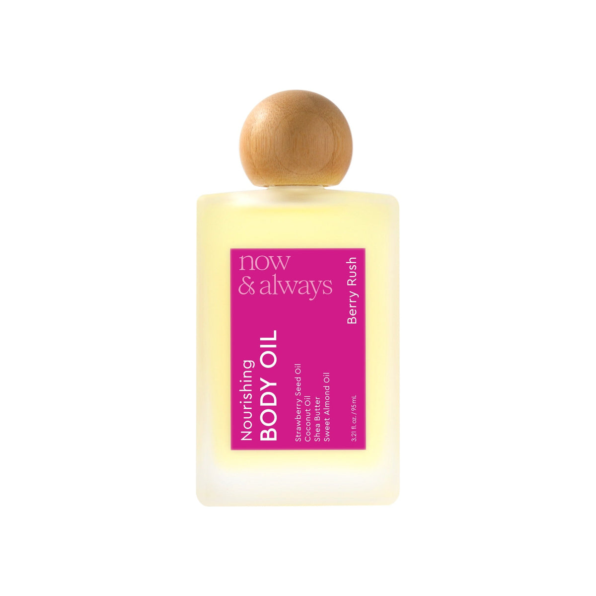 Nicka K New York Now & Always Berry Rush body oil bottle, 95 mL