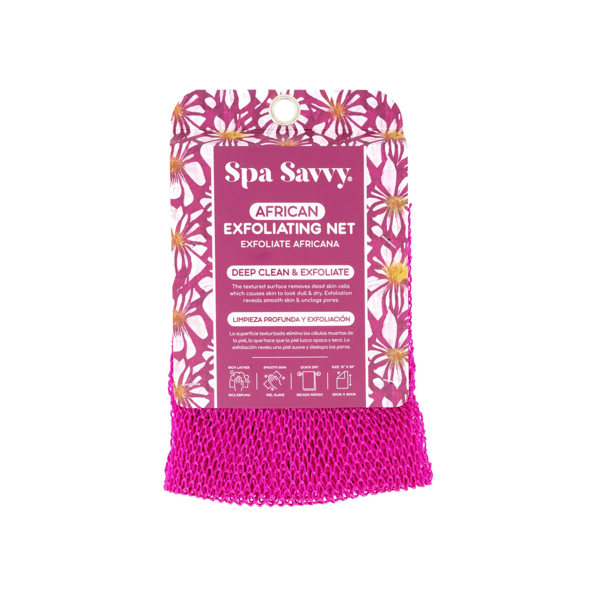 Spa Savvy pink African exfoliating bath net, one count