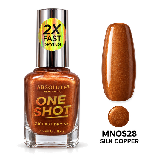 Absolute New York One Shot Silk Copper (MNOS28) nail polish, 15 mL