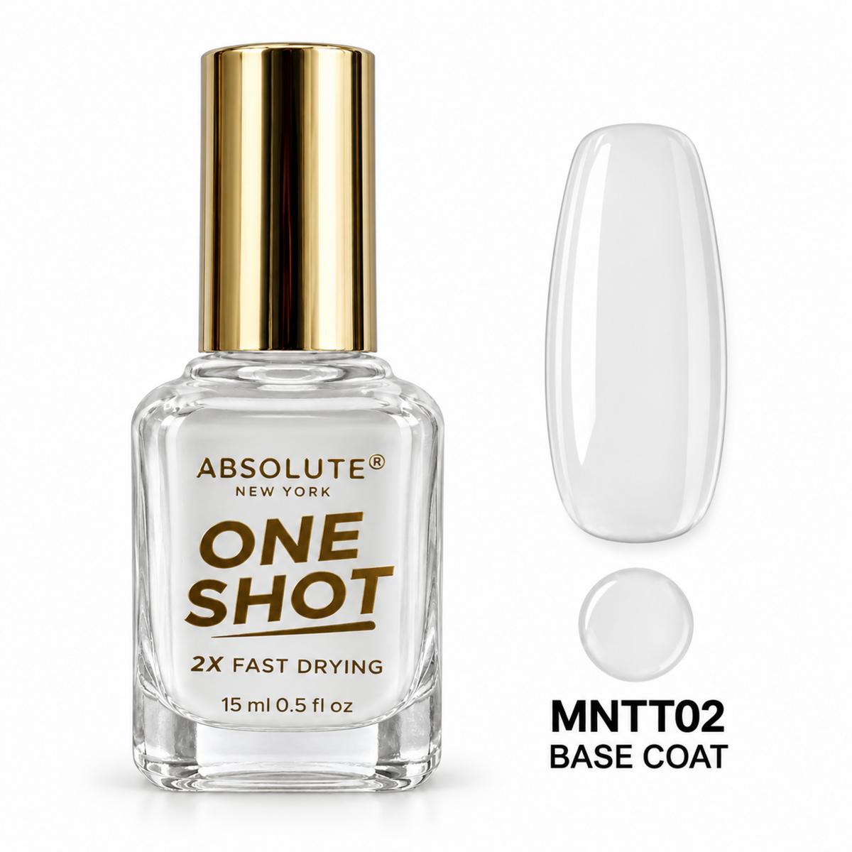 Absolute New York One Shot MNTT02 Base Coat, 15 mL