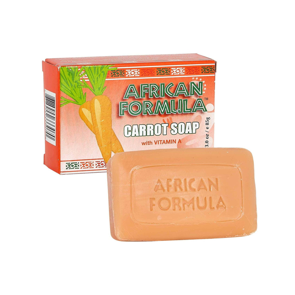 African Formula Carrot Soap 3 oz (85 g), box and bar – front view