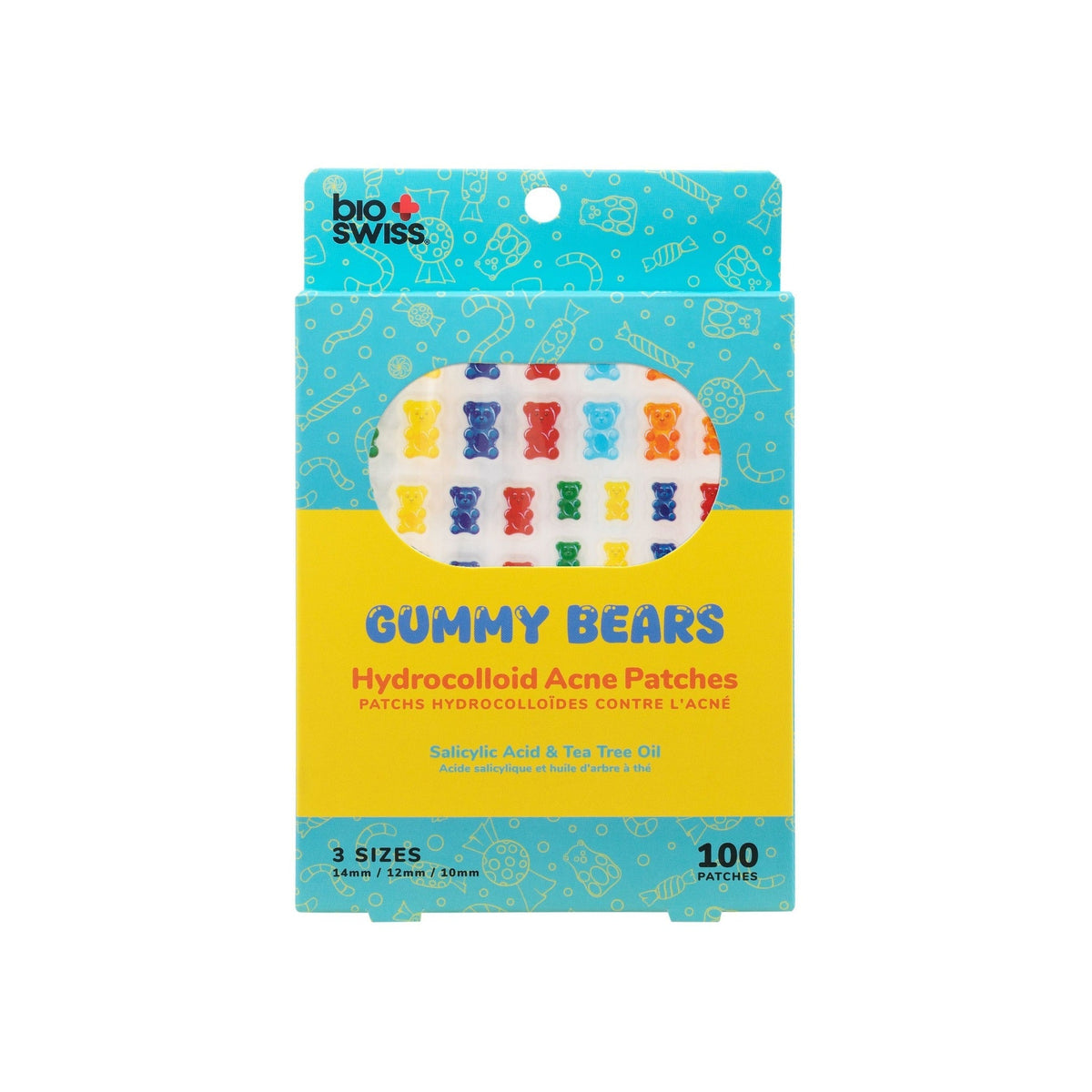 Bio Swiss Gummy Bears Hydrocolloid Acne Patches 100 Count packaging