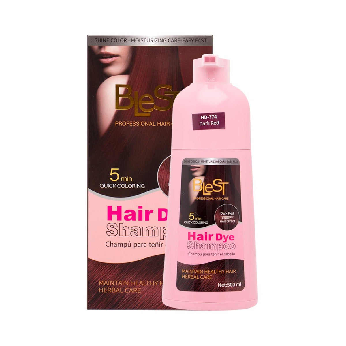 BleST Hair Dye Shampoo Dark Red HD-774 500 mL