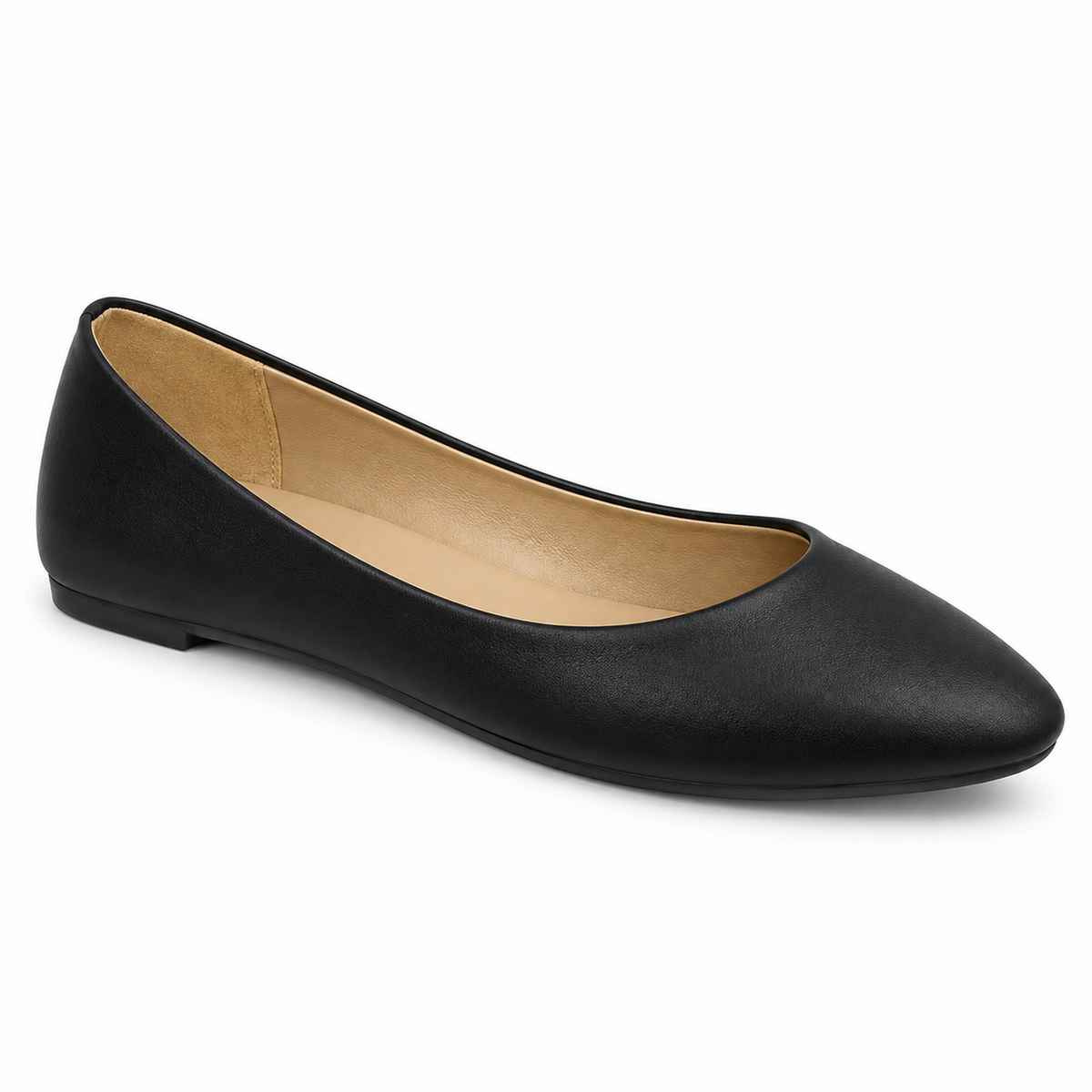 H2K Muse ballet flat in Black Matte with elongated almond toe
