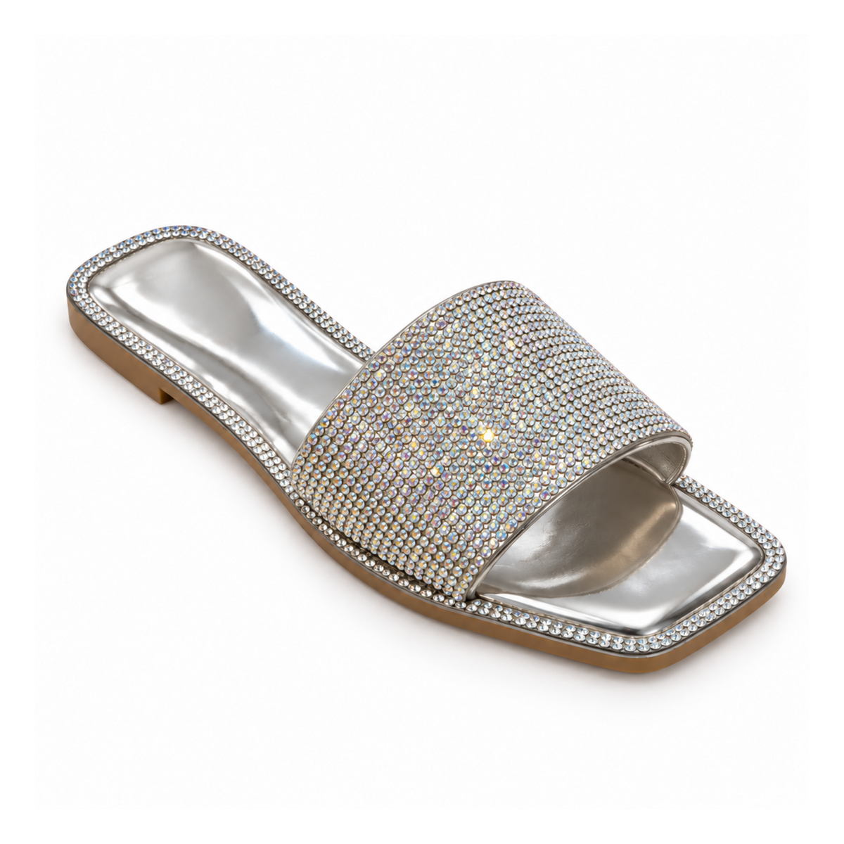 H2K Summer rhinestone slide sandal in Silver - main view