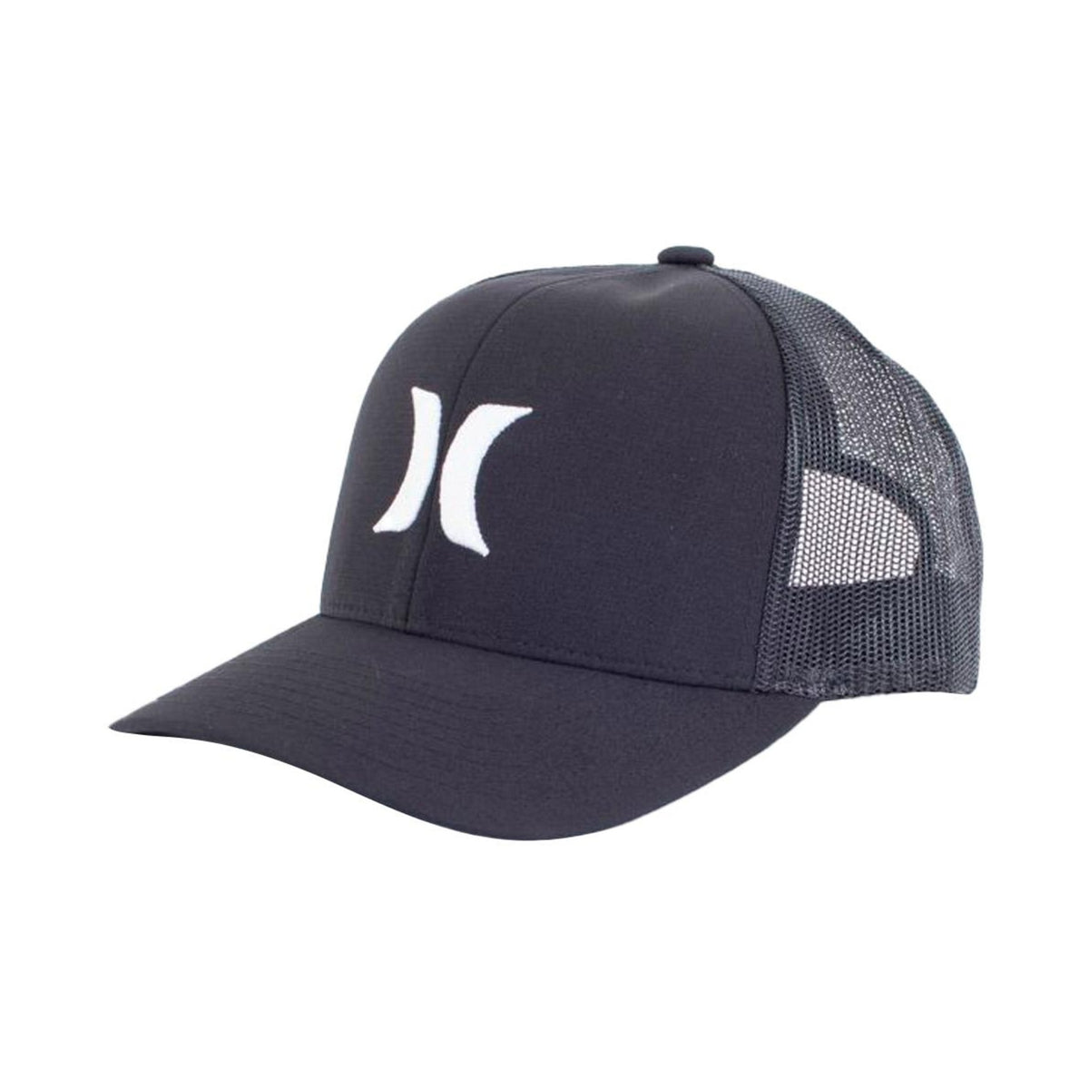 Hurley Del Mar Trucker Cap in black and white with mesh back panels