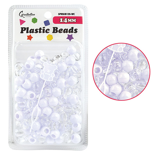 TPR Premium Silicone Beads – White & Clear, 14 mm