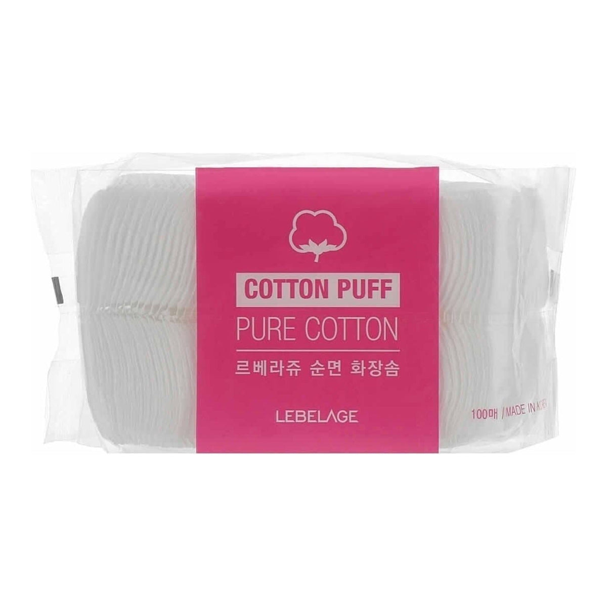 Lebelage pure cotton puffs in pink 100-count package