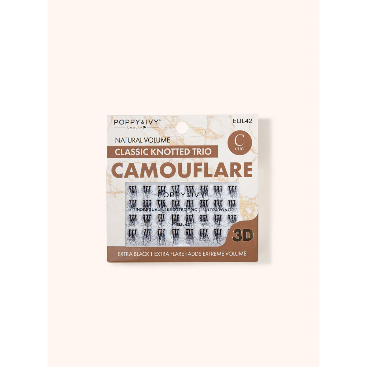 Poppy & Ivy Camouflare Classic Knotted Trio Individual Lash — Extra Long (ELIL42)
