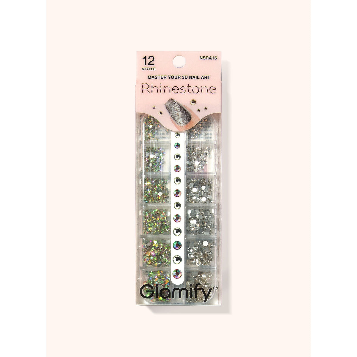 Absolute New York Glamify 3D Nail Art Silver & Crystal AB Mix – producto exacto / exact product NSRA16