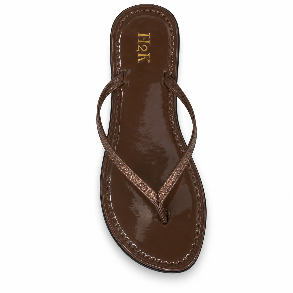 H2K Sassy glossy thong sandal in Brown - main view