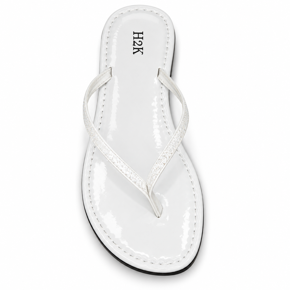 H2K Sassy glossy thong sandal in White - main view