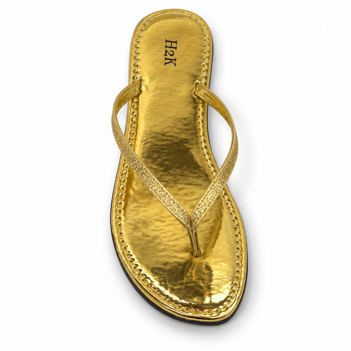 H2K Sassy glossy thong sandal in Gold - main view
