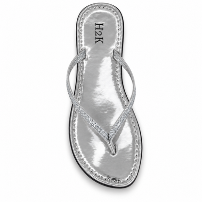 H2K Sassy glossy thong sandal in Silver - main view