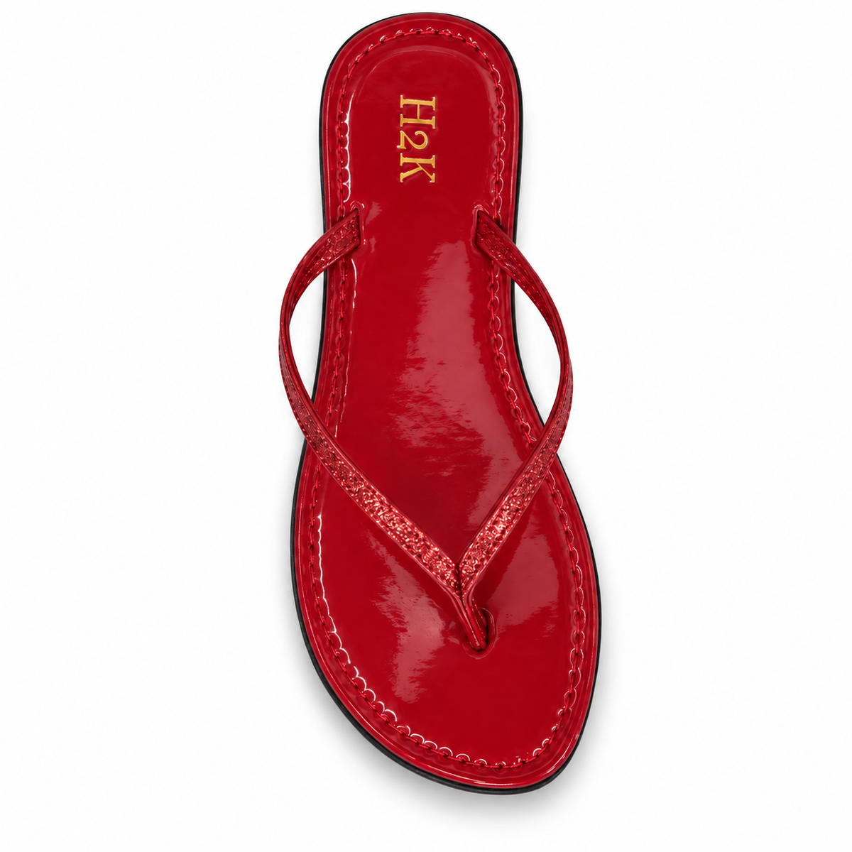 H2K Sassy glossy thong sandal in Red - main view