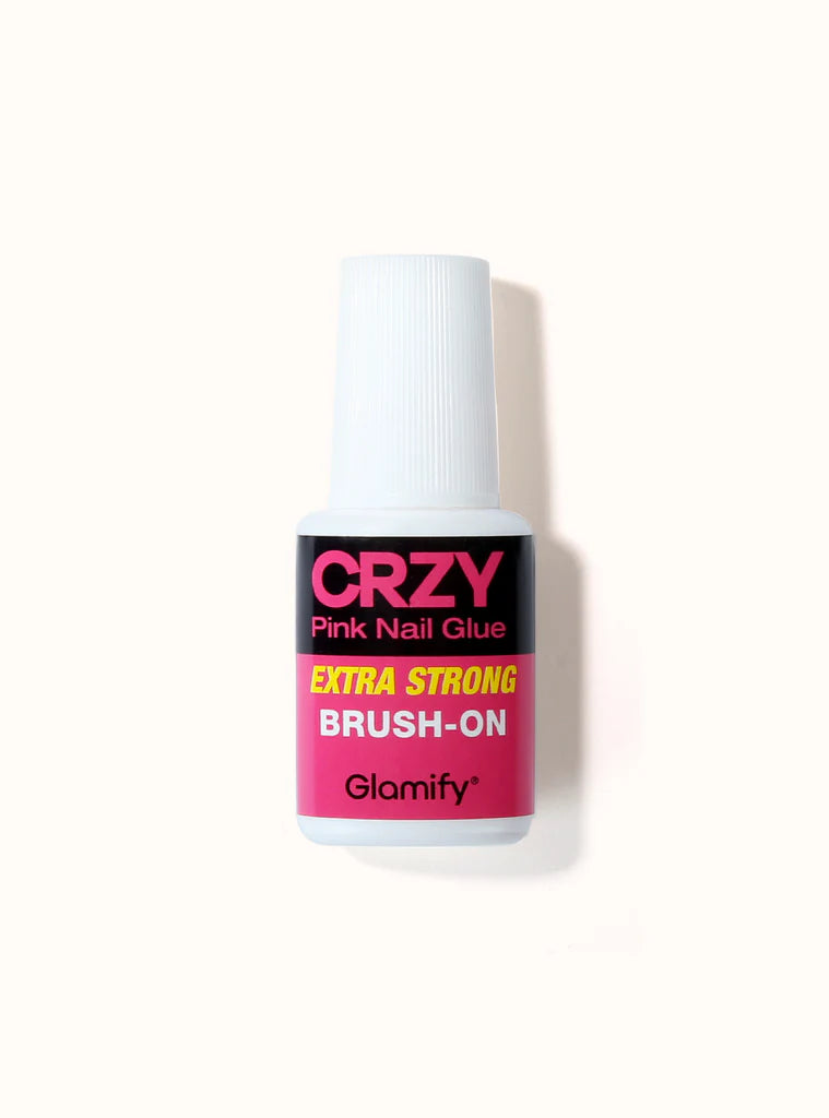 Glamify CRZY Extra Strong Brush-On Nail Glue – Pink