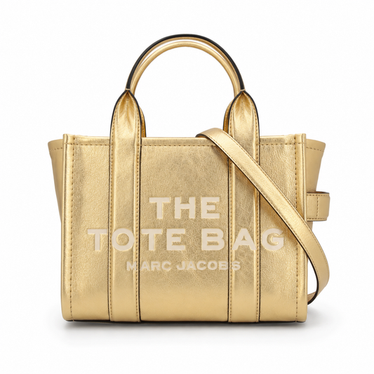 PU Leather Tote Bag – Metallic Gold