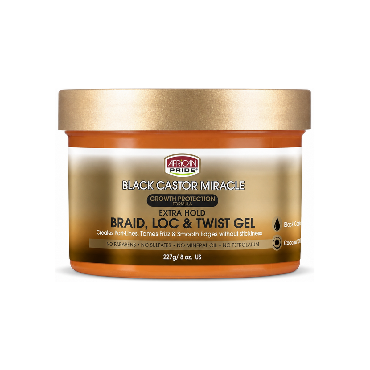 African Pride Black Castor Miracle Braid Loc and Twist Gel 8 oz