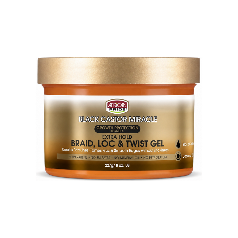 African Pride Black Castor Miracle Braid Loc and Twist Gel 8 oz