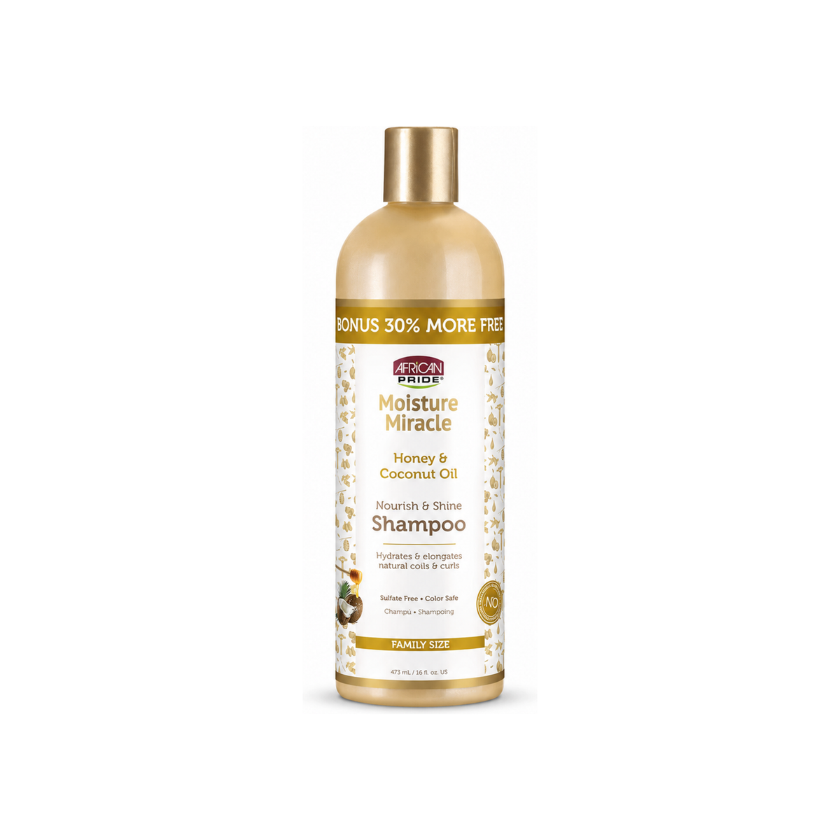 African Pride Moisture Miracle Honey and Coconut Oil Shampoo 16 oz