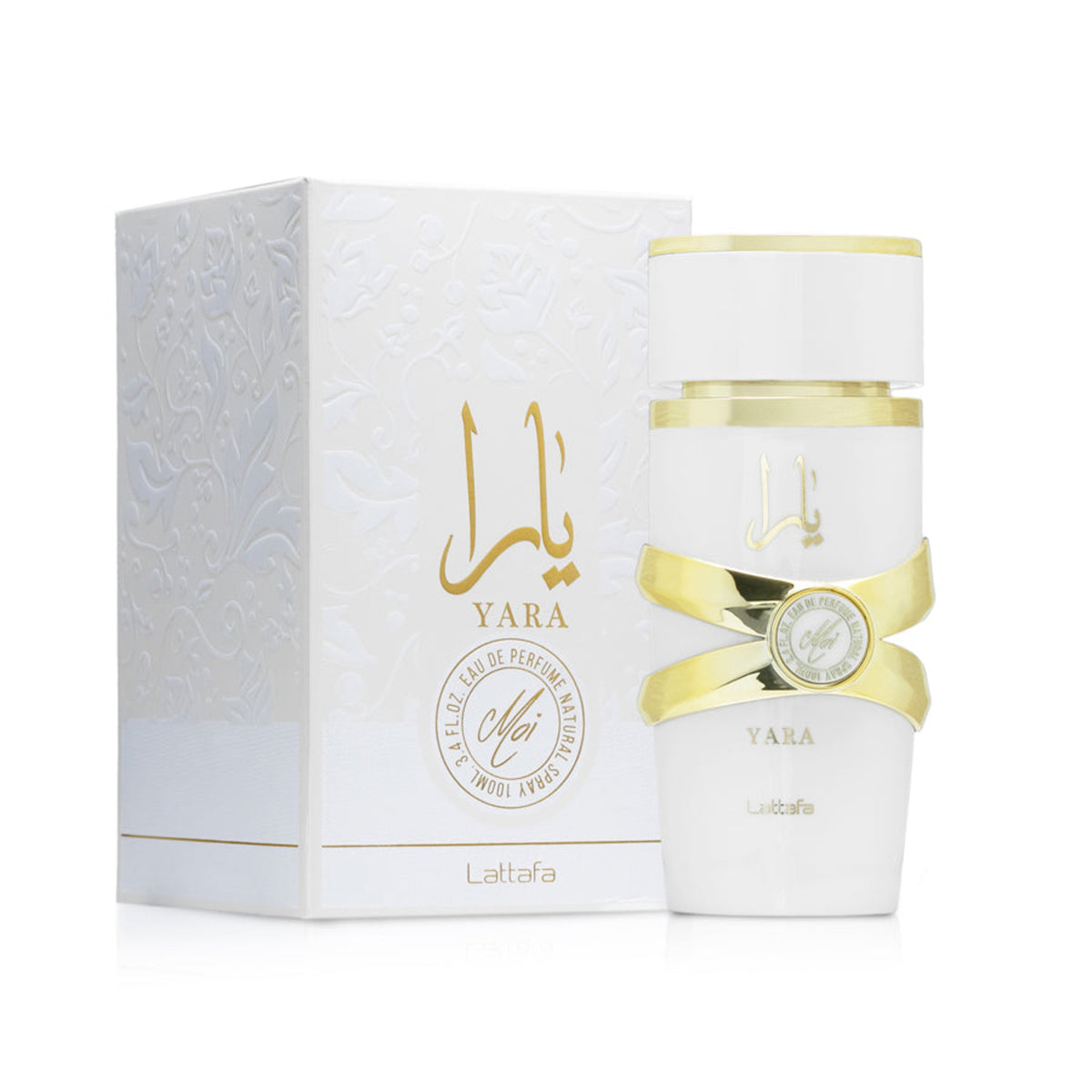 Lattafa Yara Moi Eau de Parfum for Women 3.4 oz 100 mL bottle and box