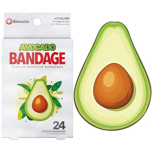BioSwiss avocado-shaped adhesive bandages, 24 count