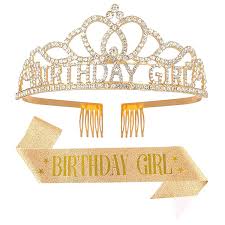 Tiara y banda de cumpleaños para niña