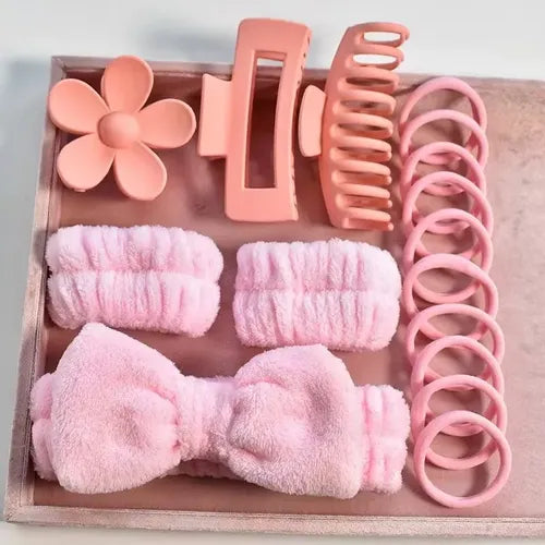 Spa & Hair Accessories Set – Pink, 16-Piece