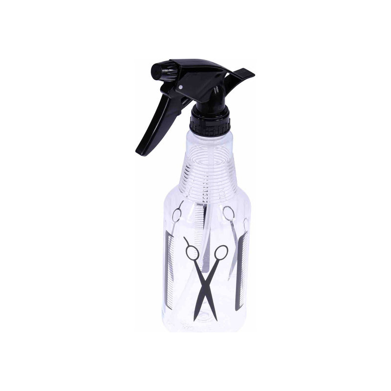 LQQKS clear 12 oz trigger spray bottle with salon-scissors design, model 6SB-12OZ