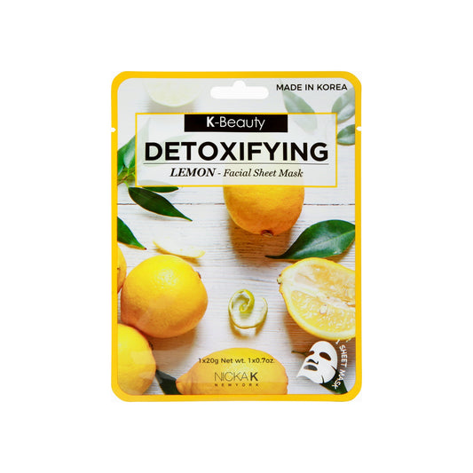 Nicka K Detoxifying Lemon Facial Sheet Mask 20 g packet, NSM01