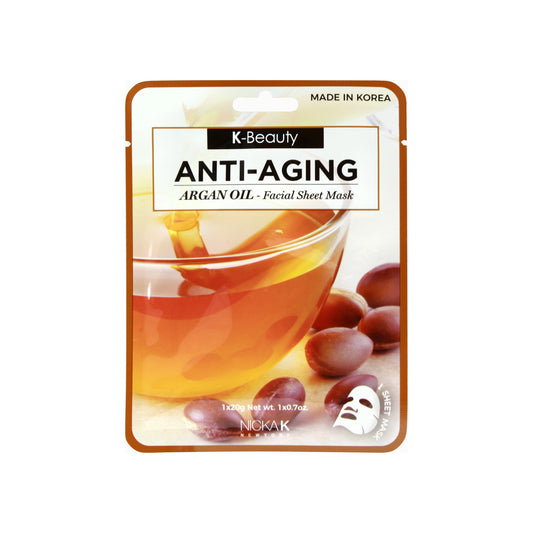 Nicka K Anti-Aging Argan Oil Facial Sheet Mask 20 g packet, NSM06