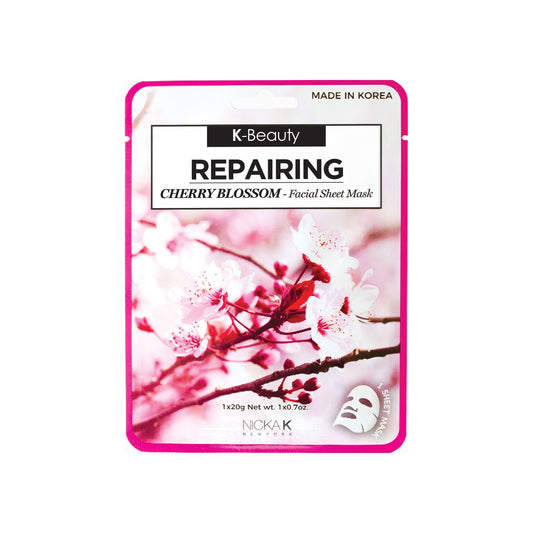 Nicka K Repairing Cherry Blossom Facial Sheet Mask 20 g packet, NSM22