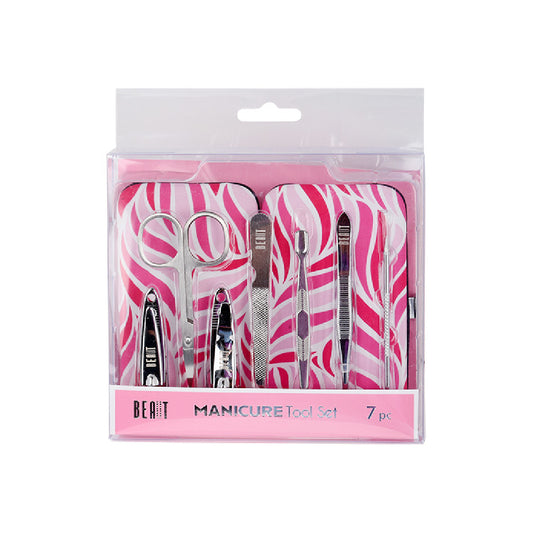 BEAUT Stainless Steel 7-Piece Manicure Tool Set – Pink