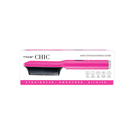 Tyche Chic Hair Straightening Comb in pink, model HZHB02P