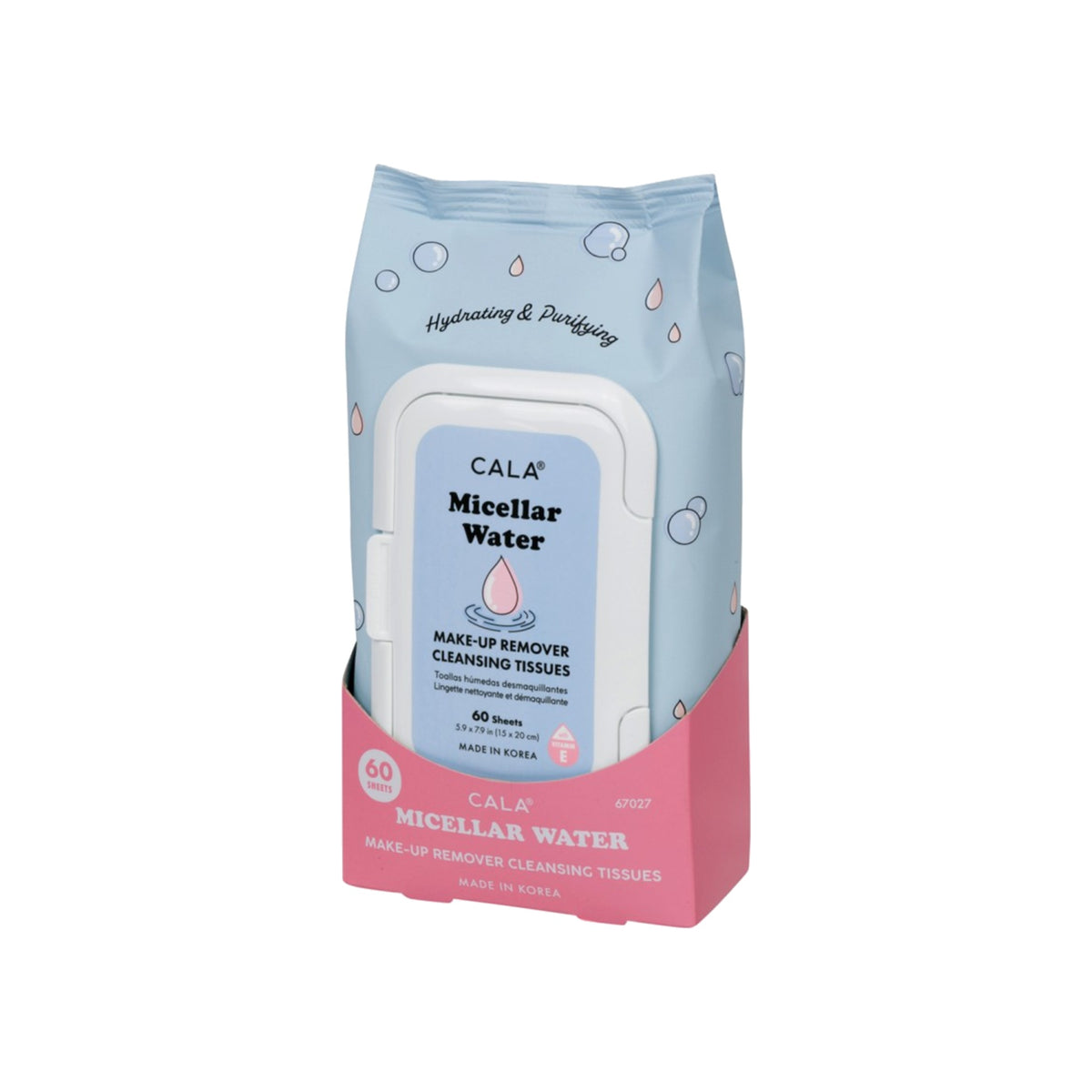 Cala Micellar Water makeup remover cleansing tissues, 60 sheets