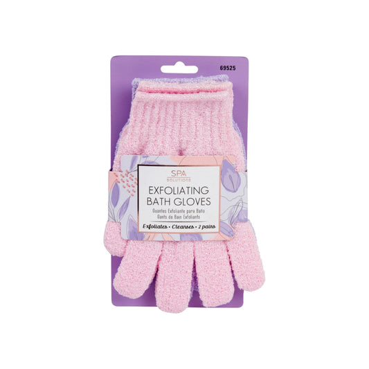 Cala Spa Solutions pink and lavender exfoliating bath gloves, one pair