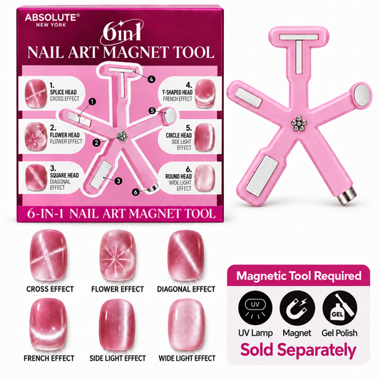 Absolute New York 6-in-1 Magnet Tool MTNM01 – six Cat Eye magnetic nail effects guide