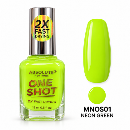 Absolute New York One Shot Neon Green (MNOS01) nail polish, 15 mL