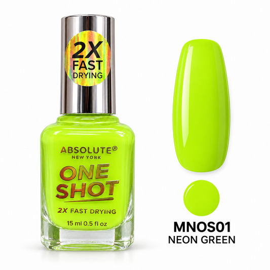 Absolute New York One Shot Neon Green (MNOS01) nail polish, 15 mL