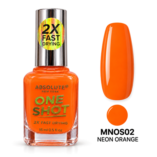 Absolute New York One Shot Neon Orange (MNOS02) nail polish, 15 mL