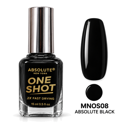 Absolute New York One Shot Absolute Black (MNOS08) nail polish, 15 mL