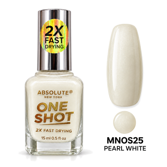 Absolute New York One Shot Pearl White (MNOS25) nail polish, 15 mL